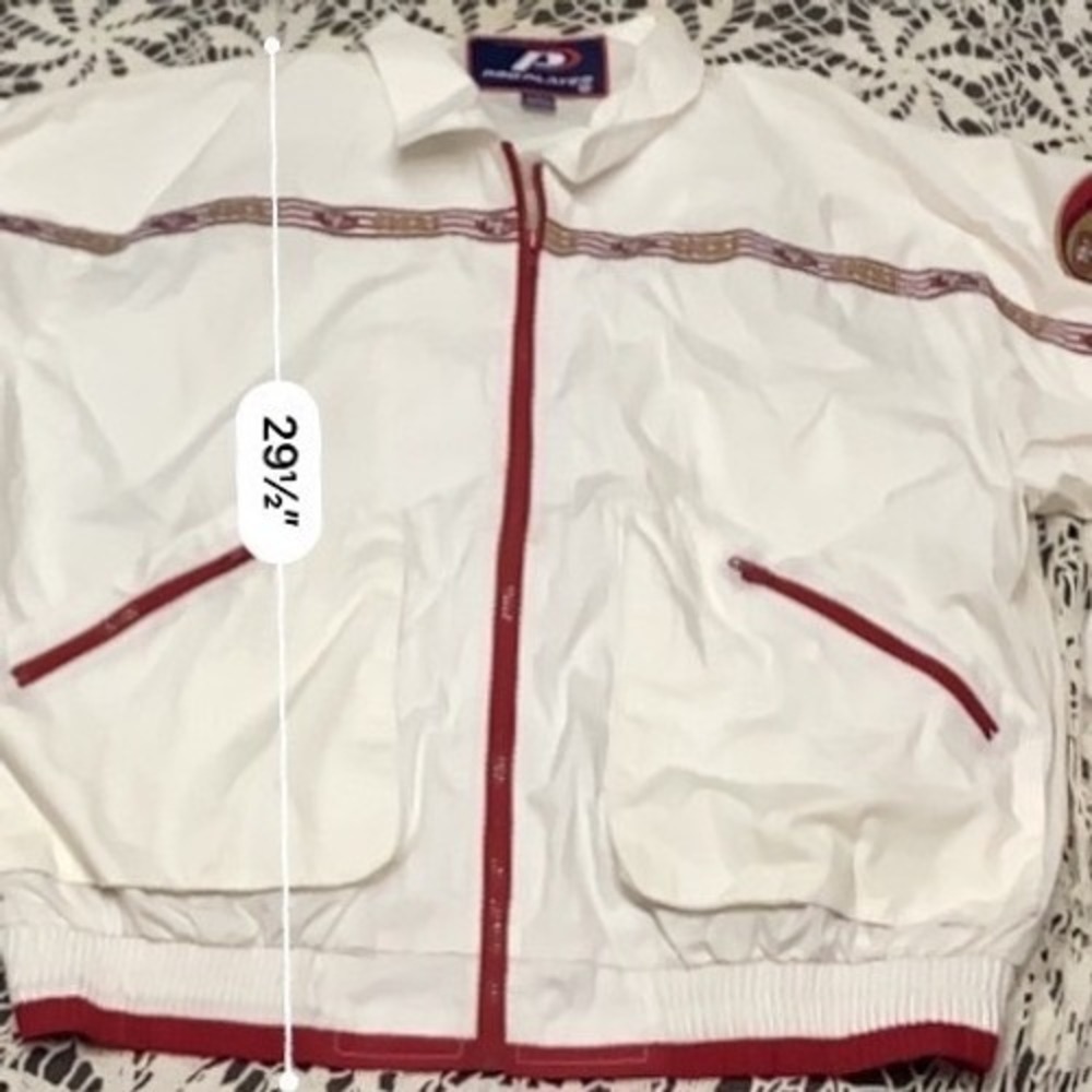 Vintage Pro Player San Francisco 49ers Windbreaker Jacket White Mens XL NFL - Picture 6 of 8